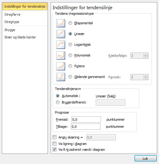 Excel tendenslinie